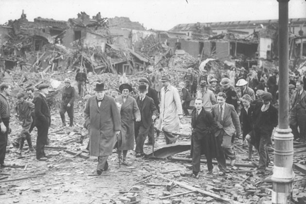 Winston Churchill visits Nine Elms in 1940. Image credit: Wandsworth Heritage Service