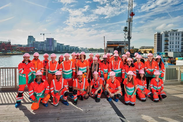 Super Sewer Team Don Pink For Breast Cancer in Wandsworth